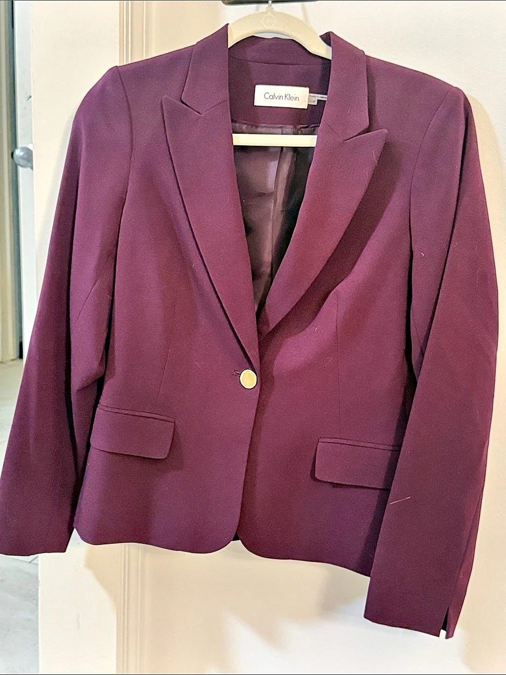 Calvin Klein Plum Purple Blazer Size 10P EUC